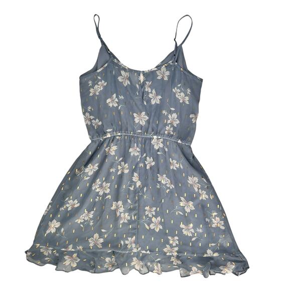 Fit & Flare Swiftie Dress Large Blue Gold Floral Lined Sleeveless Coquette Flirt - Picture 14 of 16